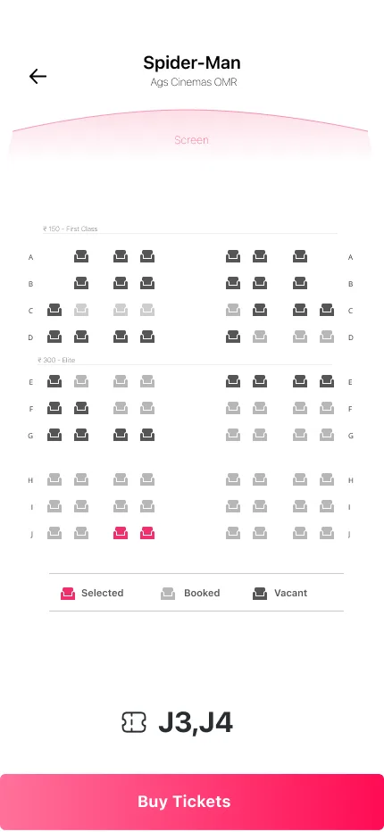 QuickFlix booking screen